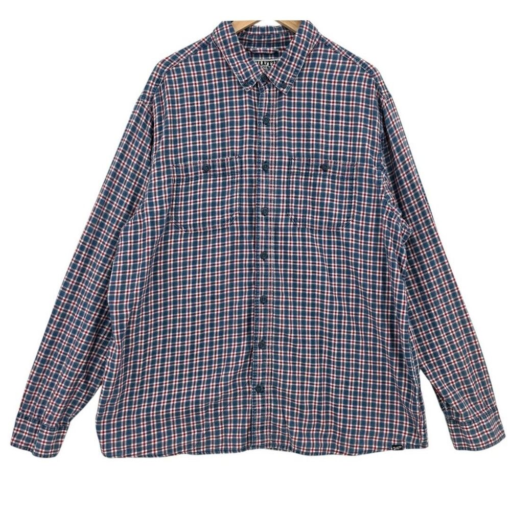 Duluth Trading Company Mens XL Tall Indigo Twill Standard Fit Long Sleeve Shirt